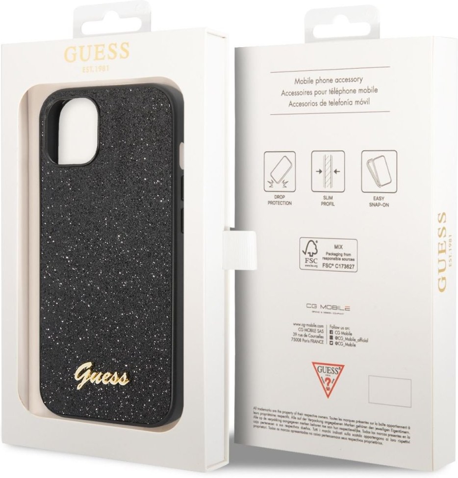 Guess Pc Tpu Glitter Flakes Metal Logo Zadn Kryt Pre Iphone Plus