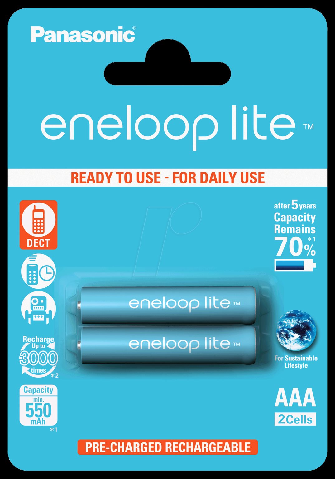 Panasonic Eneloop Lite R03 AAA 550mAh 2 Ks Blister BK 4LCCE 2BE