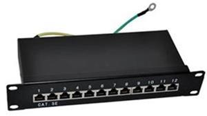 10" patch panel 1U/12p, STP cat5e, čierny