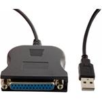 4World USB2.0A-LPT kábel M/F, 1.15m, čierny