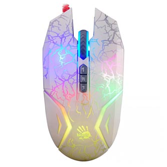 A4tech Bloody N50 Neon, optická myš, 8tl., 1 koliesko, drôtová (USB), biela, 4000DPI, herná, 8 program. tl.