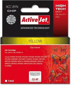 ActiveJet ink Canon CLI-8Y, žltý, 14 ml, chip