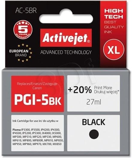 ActiveJet ink Canon PGI-5, čierny, 25 ml + chip