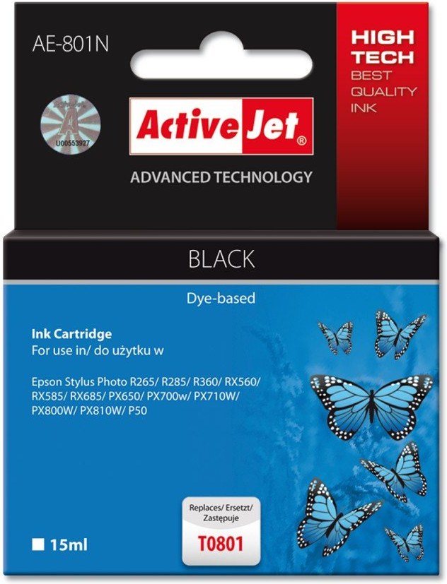 ActiveJet kompatibil Epson T0801, čierny, 15ml