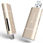 Adam Elements, SD/micro SD čítačka kariet, USB + USB-C, zlatá