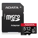 ADATA High Endurance micro SDXC, 512GB UHS-I C10 V30 A2 (R:100/W:85 MB/s) + SD adaptér