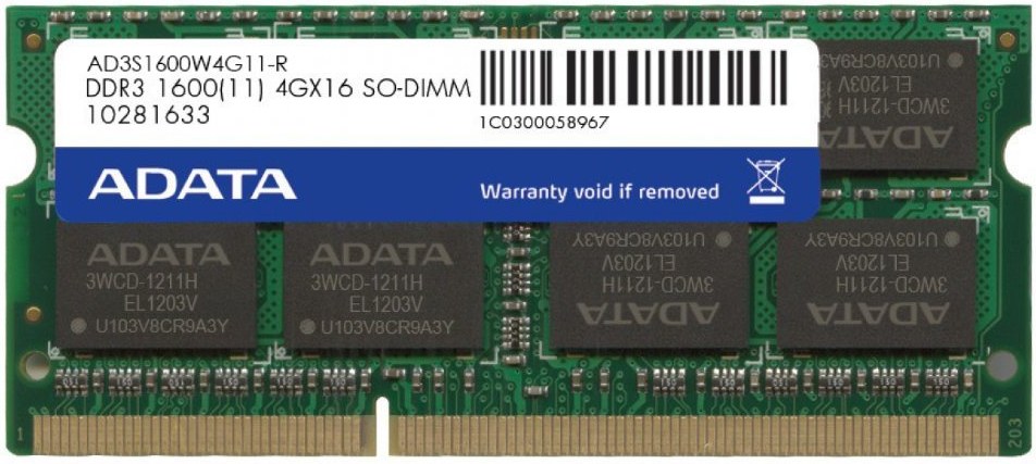 Adata Premier, 1600MHz, 4GB, DDR3 SODIMM