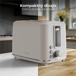 AENO 2-plátkový hriankovač TS1, 1000W, 7 stupnov opekania, extra výsun,  biely