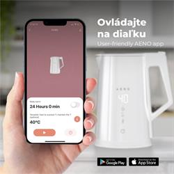AENO Rýchlovarná smart kanvica EK8S biela, 1850W,1,7 l,Strix,dvojité steny,regulácia teploty,WiFi, LEDdisplej,auto vyp
