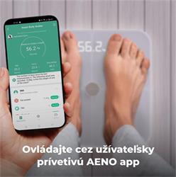AENO Smart osobná váha ABS0001S, do 180kg, BMI, 15 indexov, BTTH, Aplikácia, Specialné sklo, Displej
