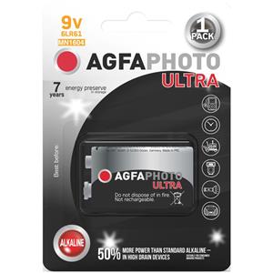 AgfaPhoto AP-6LR61U-1B Ultra alkalická batéria 9V, blister 1ks