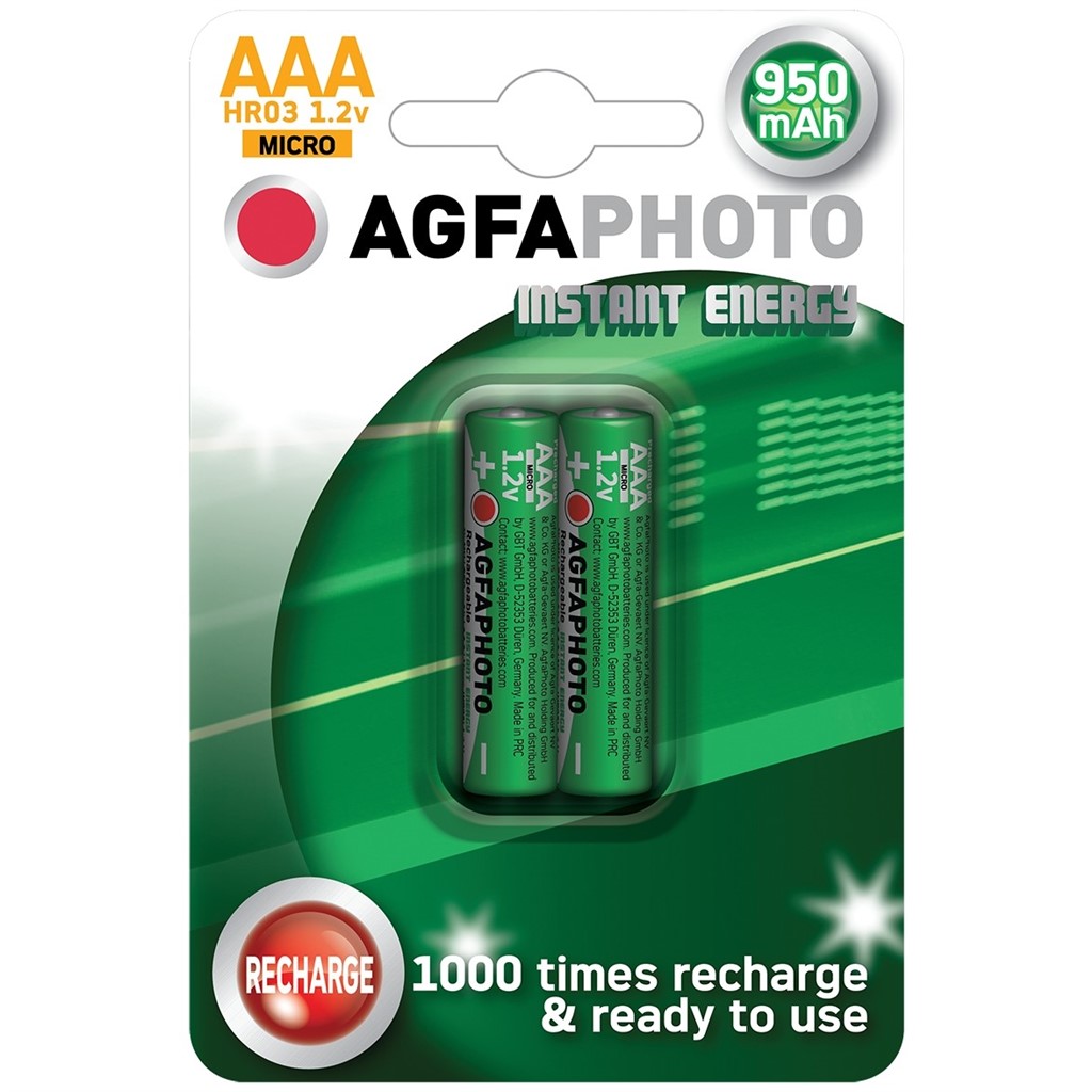 AgfaPhoto HR03950IE-2B, prednabité batérie AAA, 950mAh, blister 2ks