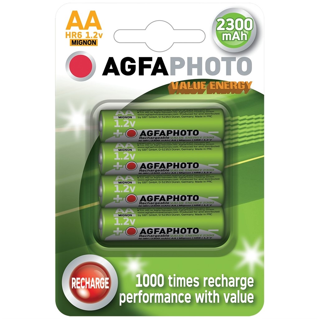 AgfaPhoto HR62300VE-4B, nabíjacie NiMH batérie AA, 2300mAh, blister 4ks