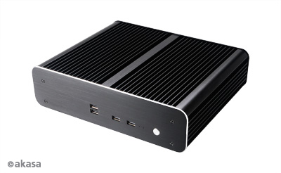 AKASA A-ITX26-M1B Euler TX, Wide Temperature range and performance Fanless Ali Thin Mini ITX Case, 4 x Frt USB 2.0, 1 x
