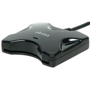 Akasa AK-CR-03BKV2, externá čítačka elektron. kariet, USB 2.0, podpora čipových kariet electronic ID a SMART, čierna