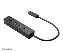 AKASA AK-HB-08BK 4-portový externý USB3.0 HUB, čierny
