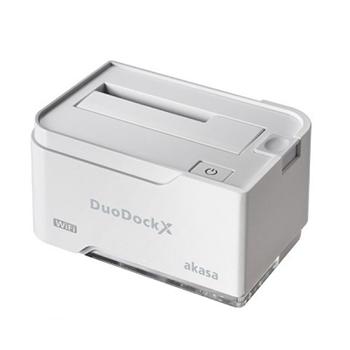 AKASA externí box (DUODOCK X WIFI) pro 2,5" / 3,5" SATA/USB 3.0/Wi-Fi, bílý