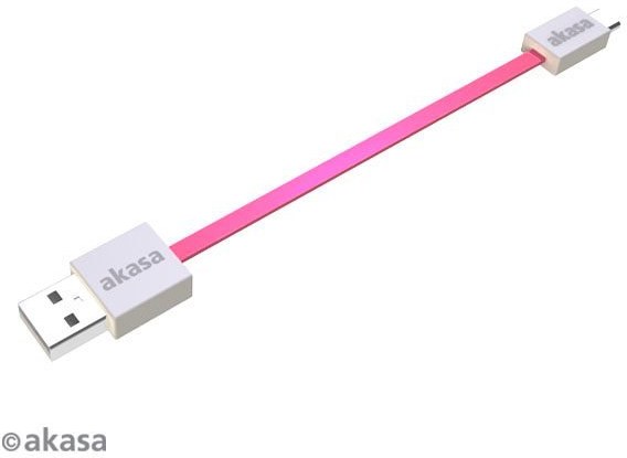 Akasa kábel USB 2.0 na micro USB M/M, prepojovací, 0,15m rúžový