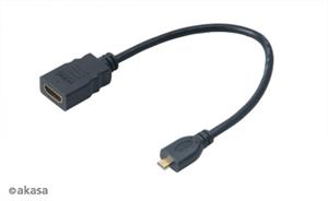 Akasa redukcia microHDMI na HDMI M/F, káblová 0,25m