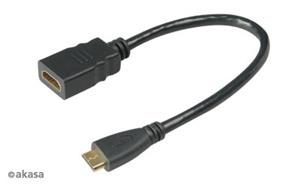 Akasa redukcia miniHDMI na HDMI M/F, káblová 0,25m