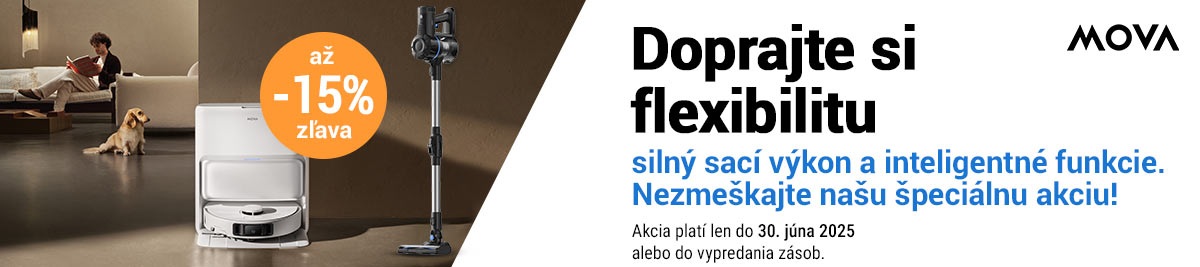 Akčná ponuka na robotické a tyčové vysávače Mova