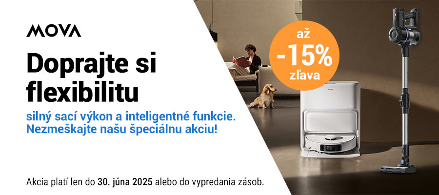 Akčná ponuka na robotické a tyčové vysávače Mova