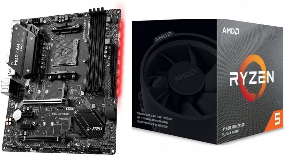 AMD Ryzen 5 3600, BOX, + MSI B450M MORTAR MAX (sada)
