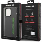 AMG Liquid Silicone Green Logo kryt pre iPhone 14 Pro Max, sivý