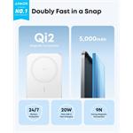 Anker Nano 5000mAh, bezdrôtová powerbanka, 20W, biela