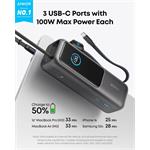 Anker Power Bank, (25K, 165W, zabudovaný USB-C a navíjací kábel) čierna