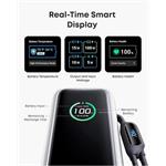 Anker powerbank, 25000mAh, 165W, zabudovaný navíjací kábel USB-C, strieborná