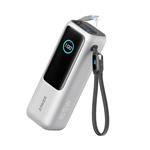 Anker powerbank, 25000mAh, 165W, zabudovaný navíjací kábel USB-C, strieborná