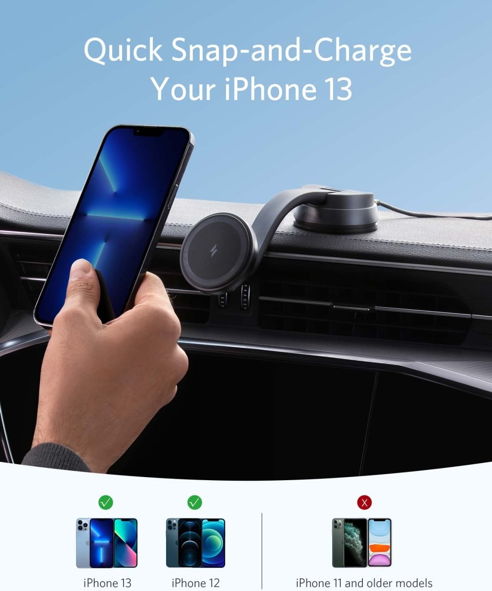 Anker PowerWave Mag Go Car Charging Mount, čierny VÝPREDAJ