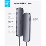 Anker USB-C Hub 7v1, 100W 2xUSB-C, 2xUSB, 1xHDMI, SD/microSD slot, sivá