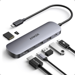Anker USB-C Hub 7v1, 100W 2xUSB-C, 2xUSB, 1xHDMI, SD/microSD slot, sivá