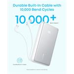 Anker Zolo 20000mAh, 22,5W powerbanka s káblom, USB-C, biela