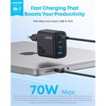 Anker Zolo 70W nabíjačka do siete, 3xUSB-C, 1xUSB, čierna