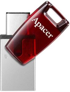 Apacer AH180 OTG,  32GB, červený, USB A / USB C, s otočnou krytkou