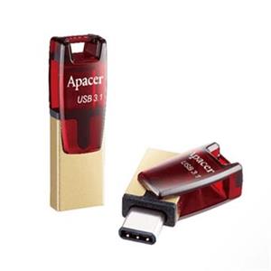 Apacer USB flash disk OTG, USB 3.0, 64GB, AH180, červený