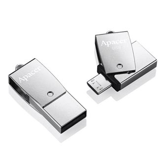 Apacer USB flash disk OTG, USB 3.0, 64GB, AH750, strieborný,