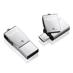 Apacer USB flash disk OTG, USB 3.0, 64GB, AH750, strieborný, 