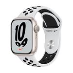 Apple Watch Nike Series 7 GPS, 41mm Starlight Aluminium Case with Pure Platinum/Black Nike Sport Band - Regular