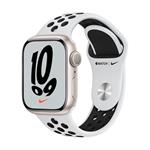 Apple Watch Nike Series 7 GPS, 41mm Starlight Aluminium Case with Pure Platinum/Black Nike Sport Band - Regular