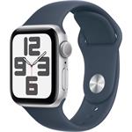 Apple Watch SE (2023), 40 mm, Strieborný hliník, búrkovo modrý športový remienok - M/L