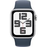Apple Watch SE (2023), 40 mm, Strieborný hliník, búrkovo modrý športový remienok - S/M