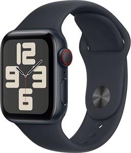 Apple Watch SE Cellular, 40mm, čierne, temne atramentový športový remienok, M/L