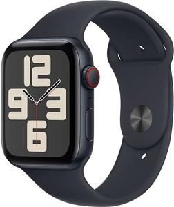 Apple Watch SE Cellular, 44mm, čierne, temne atramentový športový remienok, S/M