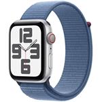 Apple Watch SE Cellular, 44mm, strieborné, ľadovo modrý športový remienok