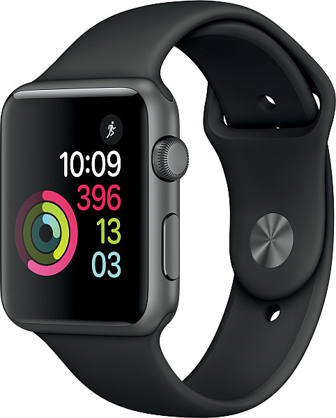 Apple Watch Series 1, 42mm Space Grey Aluminium Case with Black Sport Band