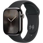 Apple Watch Series 10, 42mm, Cellular, šedé titánové púzdro s čiernym športovým remienkom M/L